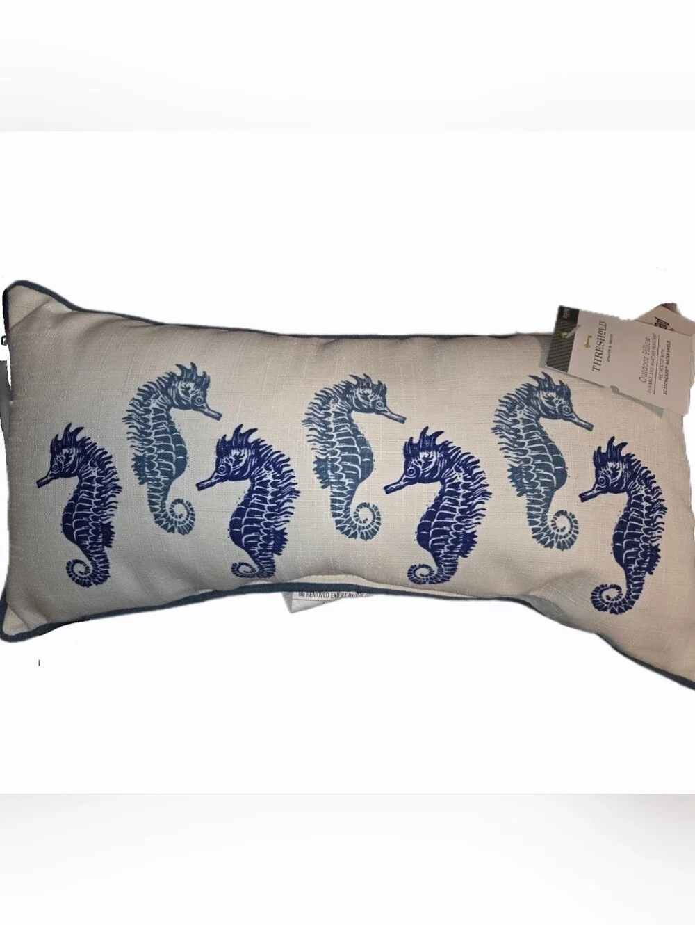 Threshold Blue Seahorse Lumbar Outdoor Pillow